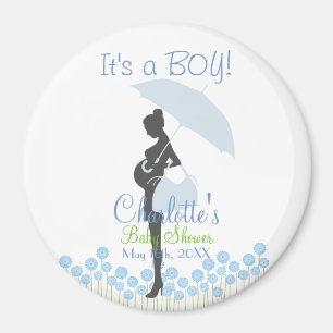 Het is een JONGEN! Blauw Silhouet Baby shower Magneet