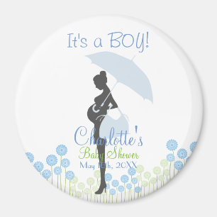 Het is een JONGEN! Blauw Silhouet Baby shower Magneet