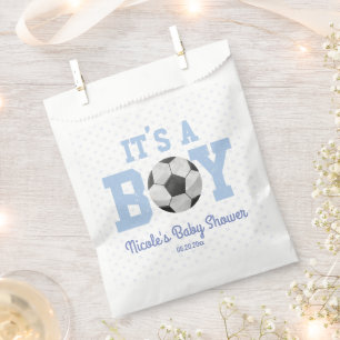 Het is een jongen! Blauw Voetbal Baby shower Bedankzakje
