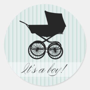 Het is een jongen! Blauwe Baby Buggy Sticker