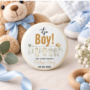Het is een jongen! Blauwe baby shower - Schattig & Ronde Button 3,2 Cm