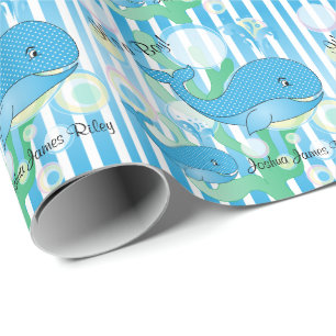 Het is een Jongen Blauwe Baby Whales Cadeaupapier