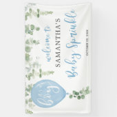 Het is een jongen blauwe ballon eucalyptus baby sp spandoek (Verticaal)