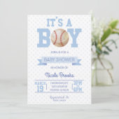 Het is een jongen! Blauwe honkbal baby shower uitn Kaart (Staand voorkant)