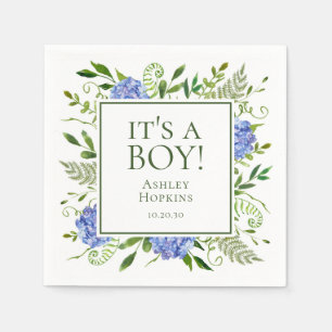 Het Is Een Jongen Blauwe Hortensia Jongens Baby Sh Servet