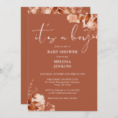 Het is een jongen Bloemrijke herfst Baby Shower Kaart (Voorkant / Achterkant)