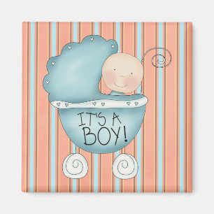 Het is een jongen! Blue Baby Buggy Magnet Magneet