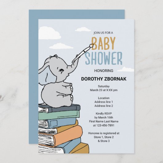 Het is een jongen! Blue Elephant Baby shower Kaart (Voorkant / Achterkant)