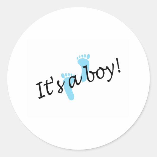 Het is een jongen (Blue Feet) Ronde Sticker (Voorkant)
