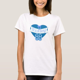 Het is een jongen Blue Heart Bow Baby shower Moede T-shirt