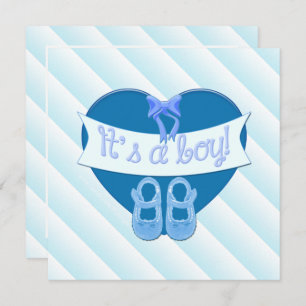 Het is een jongen Blue Heart Shoes Baby Boy Shower Kaart