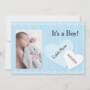 Het is een jongen! Blue Hearts geboorte aankondigi Aankondiging
