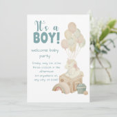 Het is een jongen Boho ballon blauwe baby shower Kaart (Staand voorkant)