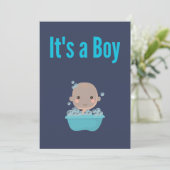 Het is een Jongen - Bubbelbad Kaart (Staand voorkant)