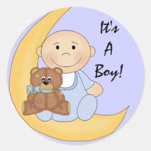 Het is een jongen - Cute Baby Cartoon Ronde Sticker