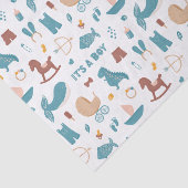 Het is een jongen. Cute blue grappigs speelgoed ba Tissuepapier (Detail)