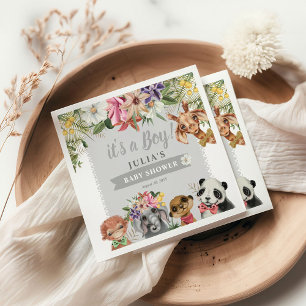 Het is een jongen! Cute Safari Animals Baby shower Servet