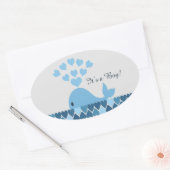 Het is een jongen! Cute Whale Ovale Sticker (Envelop)