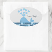 Het is een jongen! Cute Whale Ovale Sticker (Tas)
