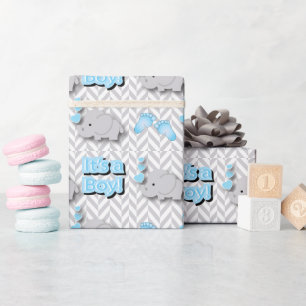 Het is een Jongen - de Olifant van het Baby Cadeaupapier