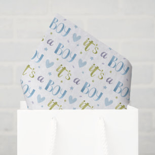 Het is een Jongen Decoupage Papier, Blauwe Baby Sh Tissuepapier