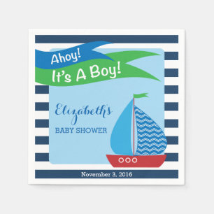 Het is een jongen, een blauw nicht Baby shower Servet