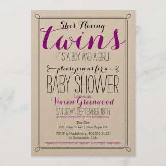 Het is een Jongen & een Girl Twin Baby shower Uitn Kaart