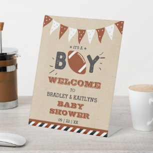 Het is een jongen! Football thema Baby shower welk Reclamebord Met Voetstuk
