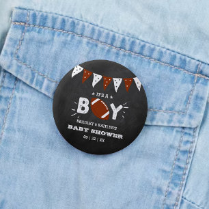 Het is een jongen! Football thema gecodeerd Baby s Ronde Button 5,7 Cm