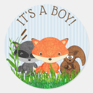 Het is een jongen Forest Animals Woodland Creatsti Ronde Sticker