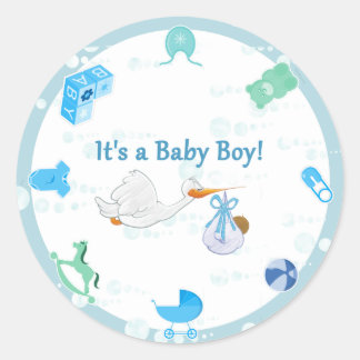 Het is een jongen - Gepersonaliseerd Baby shower Ronde Sticker