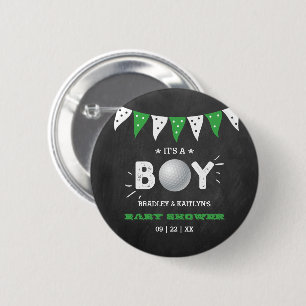 Het is een jongen! Golf ThMED Co-ed Baby shower Ronde Button 5,7 Cm