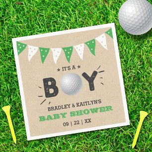 Het is een jongen! Golf ThMED Co-ed Baby shower Servet