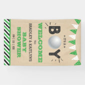 Het is een jongen! Golfthema Baby shower Welkom Spandoek (Horizontaal)