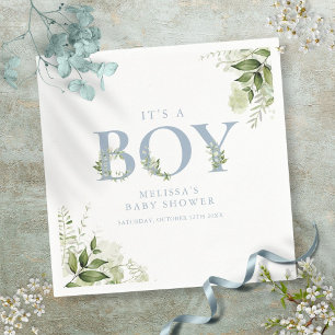 Het is een jongen groen stoffig blauwe brief baby servet