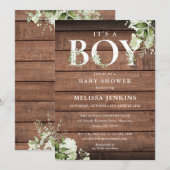 Het is een jongen groene brief houten rustieke bab kaart (Voorkant / Achterkant)