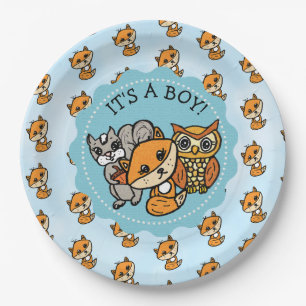 Het is een jongen, het Baby shower van Little Fox  Papieren Bordje
