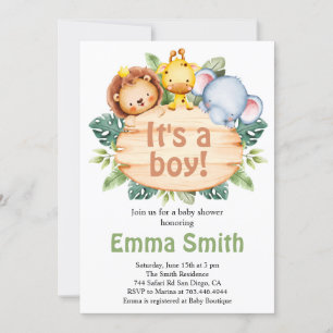 Het is een Jongen Jungle Safari Dieren Baby Shower Kaart