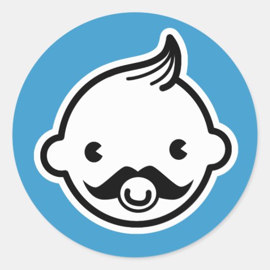 Het is een jongen! Kleine Mannen snor Blauwe Stick Ronde Sticker (Voorkant)