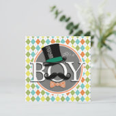 Het is een jongen! Kleurrijke Argyle Kaart (Staand voorkant)