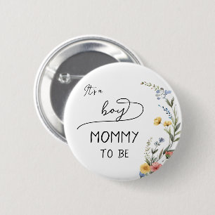 Het is een Jongen! Kleurrijke Wilde Bloemen Wordt Ronde Button 5,7 Cm