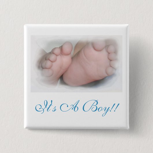 Het is een jongen! Knoop Vierkante Button 5,1 Cm (Voorkant)