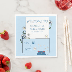 Het is een jongen! Knuffel Beer & Madeliefjes Baby Servet