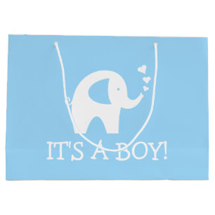 Het is een jongen, leuk olifant baby shower feest large cadeauzakje