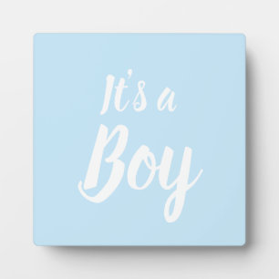 Het is een jongen, lichtblauw, baby shower, sekses fotoplaat