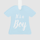 Het is een jongen, lichtblauw baby shower, seksesp ornament (achterkant)