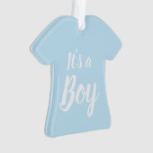 Het is een jongen, lichtblauw baby shower, seksesp ornament (voorkant)