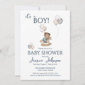 Het is een jongen met Teddy Bear & Balloons Baby s Kaart (Voorkant)