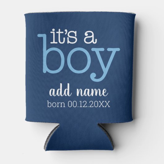 Het is een jongen - Modern, Whimsical Baby Name an Blikjeskoeler (Voorkant)