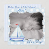 Het is een jongen, Nautical Birth Announcement Aankondiging (Voorkant / Achterkant)